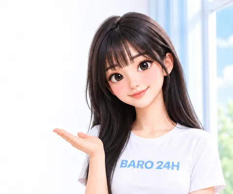 휴대폰을 보며 미소 짓는 여성 3D 인물
